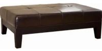 Wholesale Interiors Y-193-001 Rinaldo Leather Ottoman in Dark Brown, Contemporary style and functional design, Constructed with a sturdy wood frame, Stylish piped edging, Comfortable foam fill, Durable button-tufted and panel-stitched design (Y193001 Y-193-001 Y 193 001 Y193001DRKBRN Y-193-001-DRK-BRN Y 193 001 DRK BRN) 