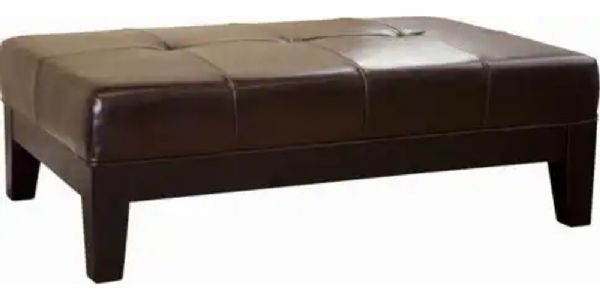 Wholesale Interiors Y-193-001 Rinaldo Leather Ottoman in Dark Brown, Contemporary style and functional design, Constructed with a sturdy wood frame, Stylish piped edging, Comfortable foam fill, Durable button-tufted and panel-stitched design (Y193001 Y-193-001 Y 193 001 Y193001DRKBRN Y-193-001-DRK-BRN Y 193 001 DRK BRN)