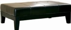 Wholesale Interiors Y-193-023 Rinaldo Leather Ottoman in Black, Contemporary style and functional design, Constructed with a sturdy wood frame, Stylish piped edging, Comfortable foam fill, Durable button-tufted and panel-stitched design (Y193023 Y-193-023 Y 193 023 Y193023BLK Y-193-023-BLK Y 193 023 BLK) 