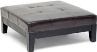 Wholesale Interiors Y-195-001 Roderigo Leather Ottoman in Dark Brown, Contemporary style and functional design, Constructed with a sturdy wood frame, Stylish piped edging, Comfortable foam fill, Durable button-tufted design (Y195001 Y-195-001 Y 195 001 Y195001DRKBRN Y-195-001-DRK-BRN Y 195 001 DRK BRN) 