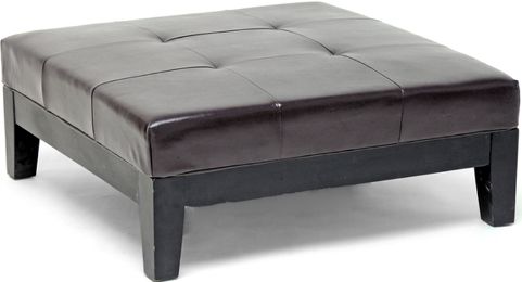 Wholesale Interiors Y-195-001 Roderigo Leather Ottoman in Dark Brown, Contemporary style and functional design, Constructed with a sturdy wood frame, Stylish piped edging, Comfortable foam fill, Durable button-tufted design (Y195001 Y-195-001 Y 195 001 Y195001DRKBRN Y-195-001-DRK-BRN Y 195 001 DRK BRN)