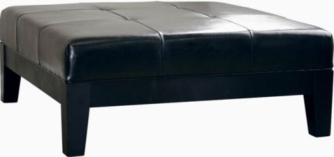 Wholesale Interiors Y-195-023 Roderigo Leather Ottoman in Black, Contemporary style and functional design, Constructed with a sturdy wood frame, Stylish piped edging, Comfortable foam fill, Durable button-tufted design (Y195023 Y-195-023 Y 195 023 Y195023BLK Y-195-023-BLK Y 195 023 BLK)
