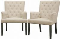 Wholesale Interiors Y-673-CW-018 Solana Natural Beige Linen Modern Dining Chair, Contemporary dining chair, Neutral-tone beige cotton/poly linen upholstery, Polyurethane foam cushioning, Covered button accents, Wooden frame, Black wood legs with non-marking feet, UPC 847321002647 (Y673CW018 Y-673-CW-018 Y 673 CW 018) 