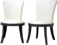 Wholesale Interiors Y-931-DU8143 Neptune Off-White Leather Modern Dining Chair, Off-white bonded leather, High density polyurethane foam cushioning, Kiln-dried solid wood frame, Black finish on base and legs, Non-marking feet, 18.25" W x 17" D  Seat, UPC 847321002128 (Y-931-DU8143 Y 931 DU8143 Y931DU8143) 