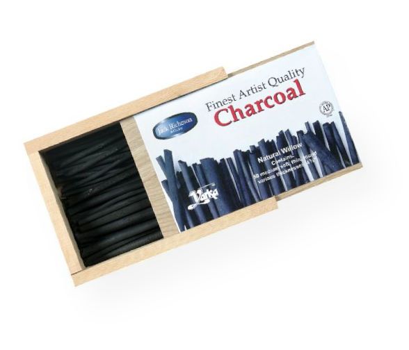 Yarka YK19101 Natural Willow Charcoal Set; Natural willow charcoal features smooth coverage in a soft-medium grade, which provides easy shading from black to gray; Produces an even line with no blank spaces; Supplied in wood box; Fade-resistant; Certified AP non-toxic by ACMI; 50 natural willow sticks, various diameters x 4.375