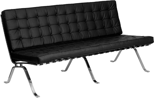 Flash Furniture ZB-FLASH-801-SOFA-BK-GG HERCULES Flash Series Black Leather Sofa with Curved Legs, Vintage Inspired Sofa, Office or Home Office Seating, Button Tufted Seat and Back, Removable Cushions, Foam Filled Cushions, Vertical Seat and Back Supports, Designer Curved Legs, Polished Stainless Steel Frame, Shipping Weight 118 lbs, Seat Size 68''W x 21.5''D, Back Size 68''W x 19.75''H, Seat Height 18.25''H, UPC 847254064019 (ZBFLASH801SOFABKGG ZB-FLASH-801-SOFA-BK-GG ZB-FLASH801SOFABK)