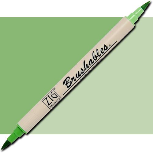 Zig MS-7700-047 Memory System Brushables Dual Tip Marker, Spring Green; Two color tones in one marker, Great for layering effects with two tones of the same color housed in one barrel with brush tips on both ends; Each marker contains a ZIG memory system color on one end, with the other end being a 50 percent tint of the same color; UPC 847340006879 (ZIGMS7700047 ZIG MS7700-047 MS-7700-047 ALVIN SPRING GREEN)