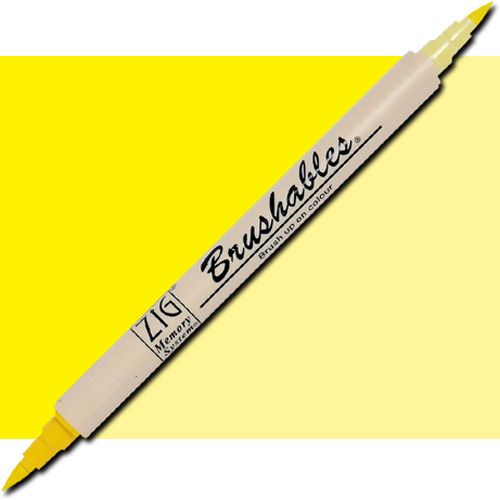 Zig MS-7700-050 Memory System Brushables Dual Tip Marker, Pure Yellow; Two color tones in one marker, Great for layering effects with two tones of the same color housed in one barrel with brush tips on both ends; Each marker contains a ZIG memory system color on one end, with the other end being a 50 percent tint of the same color; UPC 847340006886 (ZIGMS7700050 ZIG MS7700-050 MS-7700-050 ALVIN PURE YELLOW)