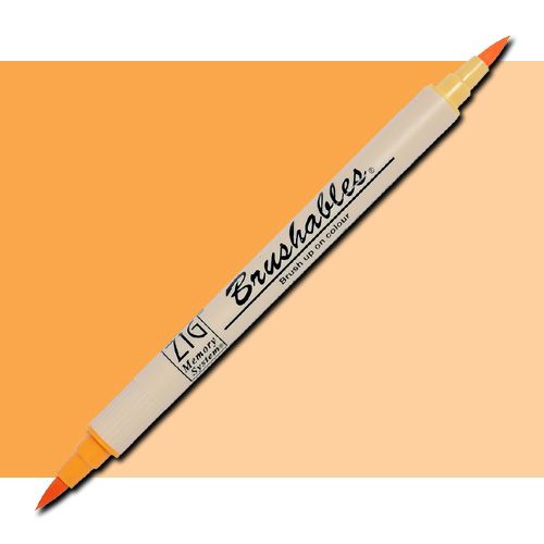 Zig MS-7700-052 Memory System Brushables Dual Tip Marker, Apricot; Two color tones in one marker, Great for layering effects with two tones of the same color housed in one barrel with brush tips on both ends; Each marker contains a ZIG memory system color on one end, with the other end being a 50 percent tint of the same color; UPC 847340006893 (ZIGMS7700052 ZIG MS7700-052 MS-7700-052 ALVIN APRICOT)