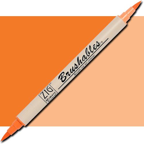 Zig MS-7700-070 Memory System Brushables Dual Tip Marker, Pure Orange; Two color tones in one marker, Great for layering effects with two tones of the same color housed in one barrel with brush tips on both ends; Each marker contains a ZIG memory system color on one end, with the other end being a 50 percent tint of the same color; UPC 847340006923 (ZIGMS7700070 ZIG MS7700-070 MS-7700-070 ALVIN PURE ORANGE)