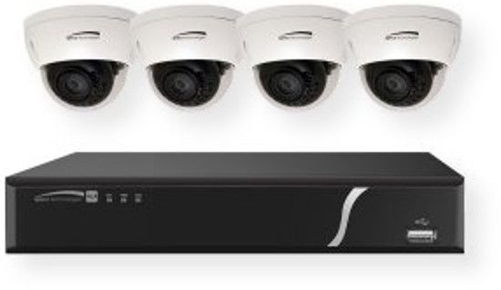 Speco Technologies ZIPL84D2 8 Channel 2 TB NVR With 4 Dome Cameras; Black and White; Supports up to 4K (3840x2160) resolution for live view, recording and playback; Plug & play feature for Speco IP cameras with isolated traffic on the PoE ports; UPC 030519016872 (ZIPL84D2 ZIPL84D2NVR ZIPL84D2CAMERA ZIPL84D2-CAMERA  ZIPL84D2SPECOTECHNOLOGIES ZIPL84D2-SPECOTECHNOLOGIES)     