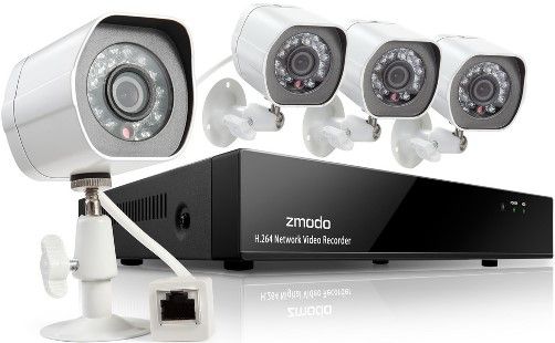 Zmodo ZM-SS71D3B8-4S-1T Eight Channel HD sPoE Security NVR System with 1TB Hard Drive, 4 sPoE Bullet IP Network Cameras, 720P High Resolution, Remote Access Setup in Minutes, Access the System from Anywhere, Receive Alerts Any Time, View on an HDMI Monitor, Record Longer with Intelligent Recording, UPC 889490001373 (ZMSS71D3B84S1T ZMSS71D3B8-4S1T ZM-SS71D3B84S-1T ZM-SS71D3B8-4S)