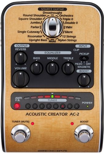Zoom AC-2 Acoustic Creator; 16 Source Guitar Type/Body Presets For Accurate Tone Reproduction 1/4