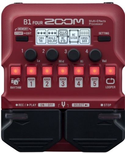 Zoom B1 FOUR Bass Multi-Effects Pedal; Offers Over 60 Built-In Effects; 9 Amp Models For Simulating Classic Rigs; Up To 5 Effects Can Be Used Simultaneously, Chained Together In Any Order; Looper For Recording Up To 30 Seconds/64 Beats Of CD-Quality Audio; ZOOM Guitar Lab Software For Creating, Editing And Managing Effects And Patches; UPC 884354020606 (ZOOMB1FOUR ZOOM-B1FOUR B1FOUR B1-FOUR) 