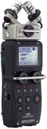 Zoom H5 Handy Recorder, Includes Detachable X/Y Capsule (XYH-5) With Extended Signal Capacity And Shockmounted Mics For Reduced Handling Noise, Compatible With All Zoom Input Capsules, Four-Track Simultaneous Recording, Large Backlit LCD Display, Records Directly To SD And SDHC Cards Up To 32 GBv, UPC 884354013196 (ZOOMH5 ZOOM-H5 H-5 H5) 
