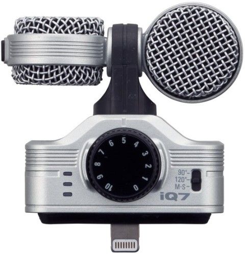 Zoom iQ7 Professional Stereo Microphone for iOS; Comes With An Extended Lightning Connector And A Removable Spacer For Compatibility With Most iPhone, iPad, And iPod Cases; Include A Directional Mid Mic That Captures Signal Coming From Directly In Front Of Your Ios Device, And A Bidirectional Side Mic That Captures The Audio Coming From Both Sides; UPC 884354014124 (ZOOMIQ7 ZOOM-IQ7 IQ-7 IQ 7) 