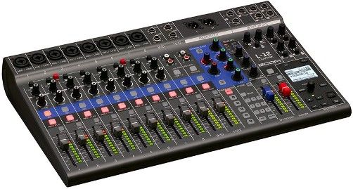 Zoom L12 LiveTrak L-12 Digital Mixer/Recorder Console; 12 Discrete Channels (8 Mono Plus 2 Stereo) With XLR Or 1/4-Inch Connectivity; 14-Track Simultaneous Recording, 12-Track Playback; 14-In/4-Out USB Audio Interface Connectivity; 5 Powered Headphone Outputs, Each With A Customizable And Saveable Mix; UPC 884354018054 (ZOOML12 ZOOM-L12 L-12 L12) 