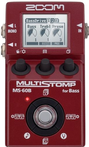 Zoom MS-60B Multistomp Bass Pedal; 58 Bass Effects And Amp/Preamp/DI Models, Including Modulation, Equalization, Delay, And Reverb; Up To 4 Effects Can Be Used Simultaneously, In Any Order; 50 Memory Locations For The Storage Of User-Created Patches; 30 Preset Patches; Patch Cycling; Onboard Chromatic Tuner Supports All Standard Bass Tunings; UPC 884354011550 (ZOOMMS60B ZOOM-MS60B MS60B MS 60B) 