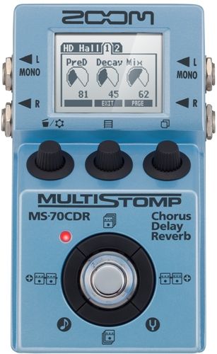 Zoom MS-70CDR MultiStomp Chorus/Delay/Reverb Pedal; 86 Guitar And Bass Effects, Including Modulation, Equalization, Delay, And Reverb; Up To 6 Effects Can Be Used Simultaneously, In Any Order; 50 Memory Locations For The Storage Of User-Created Patches; 40 Preset Patches; Patch Cycling; Dual 1/4