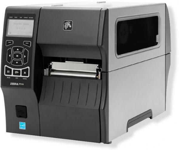 Zebra Technologies ZT41043-T0100A0Z Model ZT410 RFID Printer with USB, RS-232, Ethernet, Bluetooth; Bicolored status LEDs for quick printer status; Energy Star qualified; Back-lit multiline graphic LCD diaplay with intuitive menu and easy to use keypad; Element Energy Equalizer for superior print quality; UPC 640213048705; Side-loading supplies path for simplified media and ribbon loading (ZT41043-T0100A0Z ZT41043 T0100A0Z ZT41043T0100A0Z ZEBRA-ZT41043-T0100A0Z)