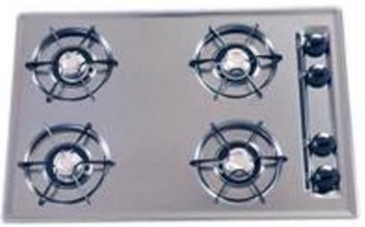 Summit ZTL05 30 inch Cooktop Gas Pilot in Brushed Chrome, main top, Four burners, Dimensions 3 3/4