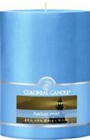 Colonial Candle CCFT34.920 Harbor Mist Scent, 3" by 4" Smooth Pillar, Burns for up to 65 hours, UPC 048019627078 (CCFT34.920 CCFT34920 CCFT34-920 CCFT34 920)  