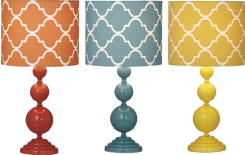 CBK Styles103502 Geometric Accent Table Lamps, Lamp shade, Assorted colors, 60W Max, In-Line Switch, Compact Fluorescent Bulb, Lamp shade, Assorted colors, 60W Max, In-Line Switch, Compact Fluorescent Bulb, Set of 3, UPC 738449223581 (103502 CBK103502 CBK-103502 CBK 103502)