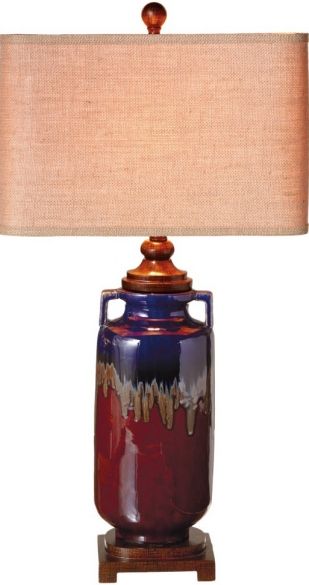 CBK Styles 103513 Blue & Brown Reactive Glaze Table Lamp, Lamp shade, Shiny finish, 100W Max, Ceramic Fixture Material, Compact Fluorescent Bulbe, In-Line Switch, Set of 2, UPC 738449223703 (103513 CBK103513 CBK-103513 CBK 103513)