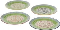 CBK Style 105602 Four Assorted Hand Painted Pattern Salad Plate, Stoneware Material, Flower and plant Pattern, 8 " Eating Surface Width, Assorted designs, Microwave safe, Dishwasher safe, Set of 4, UPC 738449259887 (105602 CBK105602 CBK-105602 CBK 105602) 
