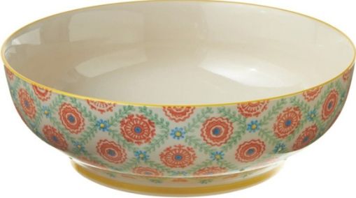 CBK Style 105606 Hand Painted Pattern Serving Bowl, Shiny Finish, Stoneware Material, 7