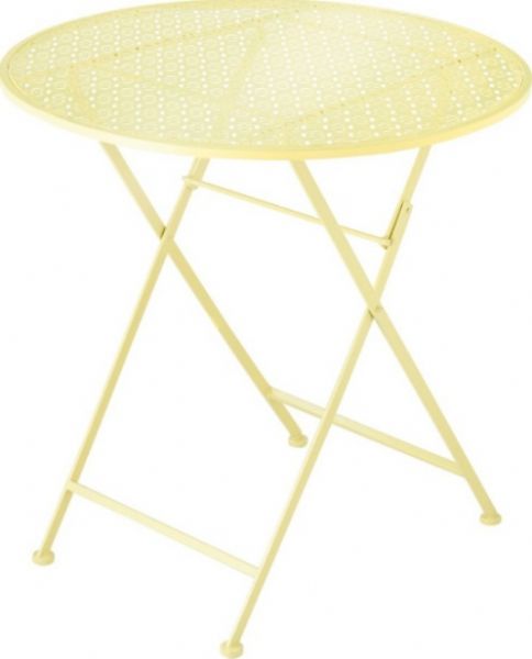 CBK Style 105684 Yellow Punch Pattern Table, Metal Material, Contemporary style, Round shape, UPC 738449251560 (105684 CBK105684 CBK-105684 CBK 105684)