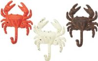 CBK Style 108763 Crab Wall Hooks, Heavy Cast Iron Wall Hook Hangers in the shape of Crabs, Distressed paint gives these crabs an authentic, weathered antique look, Set of 6, UPC 738449262498 (108763 CBK108763 CBK-108763 CBK 108763) 