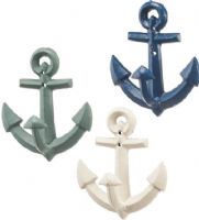 CBK Style 108764 Ship Anchor Wall Hooks, Decorating your home in chic nautical decor, Pre-drilled holes for easy installation, Cast iron hooks feature distressed painted finishes for a rustic, weathered look, Set of 6, UPC 738449262504 (108764 CBK108764 CBK-108764 CBK 108764) 