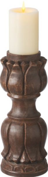 CBK Style 109935 Large Hand Carved Wooden Pillar Candle Holder, Set of 2, UPC 738449316474 (109935 CBK109935 CBK-109935 CBK 109935)