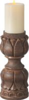CBK Style 109936 Small Hand Carved Wooden Pillar Candle Holder, Set of 2, UPC 738449316481 (109936 CBK109936 CBK-109936 CBK 109936)  