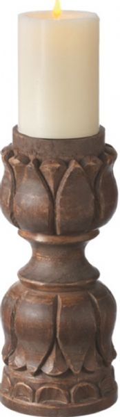 CBK Style 109936 Small Hand Carved Wooden Pillar Candle Holder, Set of 2, UPC 738449316481 (109936 CBK109936 CBK-109936 CBK 109936) 
