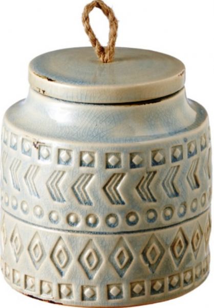 CBK Style 116774 Small Grey Pattern Canister with Rope Pull, UPC 738449370841 (116774 CBK116774 CBK-116774 CBK 116774)