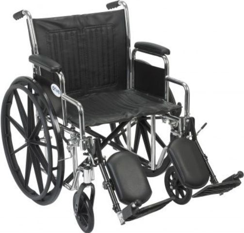 Drive Medical CS20DDA-ELR Chrome Sport Wheelchair, Detachable Desk Arms, Elevating Leg Rests, 20