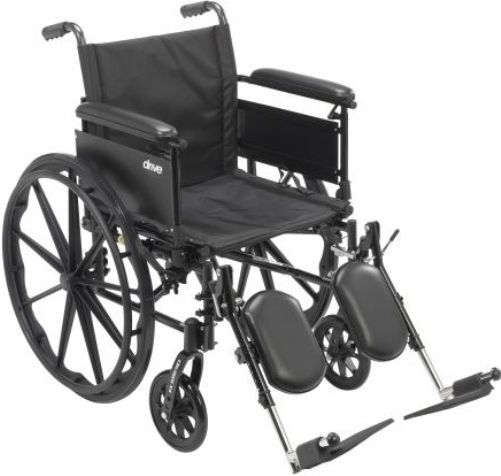 Drive Medical CX418ADFA-ELR Cruiser X4 Lightweight Dual Axle Wheelchair with Adjustable Detachable Arms, Full Arms, Elevating Leg Rests, 18