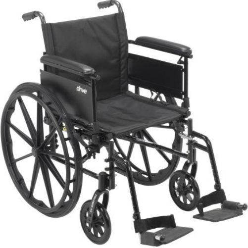 Drive Medical CX418ADFA-SF Cruiser X4 Lightweight Dual Axle Wheelchair with Adjustable Detachable Arms, Full Arms, Swing Away Footrests, 18