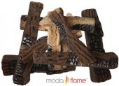 Moda Flame GBA2010 Ceramic Fireplace Logs - 10 PCS; Shortest approximately 10 inches and longest approximately 15 inches; Imitation of wood brown Finish; For all Ethanol, Gel, Electric, and Gas Fireplaces, Set includes 10 Logs. Two 15", Two 14", Four 11" and Two 10"; These are dimensions vary as they are handcrafted; UPC 799928943604 (GBA2010 GBA-2010 GBA20-10) 