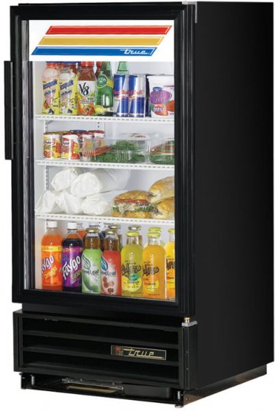 True GDM-8-LD Black Countertop Glass Door Refrigerator, 4.4 Amps, 60 Hertz, 1 Phase, 115 Volts, Doors Access Type, 8 cu. ft. Capacity, Black Color, Bottom Mounted Compressor, Swing Door Style, Glass Door Type, LED Lighting Features, Right Hinge Location, 1 Number of Doors, 3 Number of Shelves, 1 Sections, 1/5 HP Horsepower, Freestanding Installation Type, 47.63