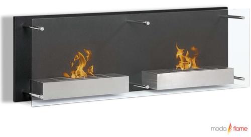 Moda Flame GF101301 Faro Wall Mounted Ethanol Fireplace, Finish: Black, Burner: 2 x 1.5 Liter Dual Layer Burner made of 430 Stainless Steel, BTU: 12,000; Flame 12 - 14 High, Burn Time: Approximately 6-8 Hours, Dimensions: 47.2W x 15.7H x 8.5D Inches / 120W x 40H x 21.65D cm, Weight: 48.5 lbs / 22 kg, UPC 799928942829 (GF101301 GF101-301 GF-101301)