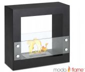 Moda Flame GF201600BK Porta Free Standing Ventless Ethanol Fireplace Black; 1 x 1.5 Liter Dual Layer Burner made of 430 Stainless Steel; BTU: 6,000; Flame 12 - 14" High; Burn Time: Approximately 6-8 Hours; Indoor or outdoor safe; Includes: Fireplace, Ethanol Burner Insert (1.5 Liter), Damper Tool; 1 year warranty; Assembled Dimensions 23.6W x 23H x 9.45D Inches / 60W x 60H x 24D cm; Product Weight 34lbs / 15.4 kg; UPC 799928943413 (GF201600W GF201600-W GF-201600W) 