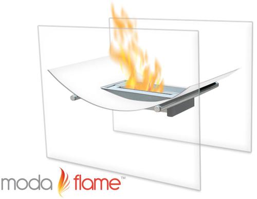 Moda Flame GF201700W Sienna Free Standing Indoor Outdoor Firepit Bio Ethanol Fireplace White; 1 x 1.5 Liter Dual Layer Burner made of 430 Stainless Steel; BTU: 6,000; Flame 12 - 14