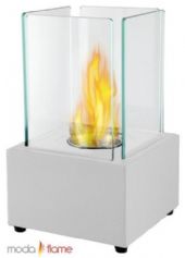 Moda Flame GF301600W Pavilion Tabletop Firepit Bio Ethanol Fireplace in White, Finish: White, Burner: 1 x 0.5 Liter Cylinder Burner made of 430 Stainless Steel, BTU: 4,000; Flame 7 - 12" High, Burn Time: Approximately 4-6 Hours, Dimensions: 7.9W x 12.6H x 7.9D, Weight: 7 lbs, UPC 799928943192 (GF301600W GF301600-W GF-301600W) 