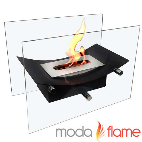 Moda Flame GF301900BK Cavo Tabletop Ventless Bio Ethanol Fireplace in Black, Black Finish, 1 x .6 Liter Dual Layer Burner made of 430 Stainless Steel, 4,000 BTU Output, Flame 7 - 12