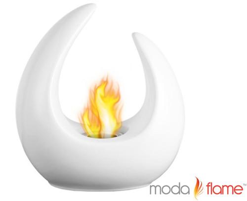 Moda Flame GF304500W Pinto Tabletop Bio-Ethanol Fireplace White, White Finish, 70 ml (2.4 oz) Cup Burner, 1,400 BTU Output, Flame 5 - 7