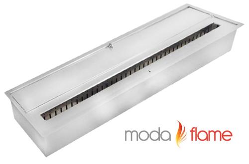 Moda Flame GFB4024 24 Inch Indoor Outdoor Ethanol Fireplace Burner Insert; Double Layered 430 Stainless Steel; BTU: 16,000; Flame 12 - 14 High; Burn Time: Approximately 6-8 Hours; Indoor or outdoor safe; Includes: Fireplace Insert, Extinguisher tool, User manual, 1 year limited warranty; Assembled Dimensions 24W x 7.4H x 3.7D; Product Weight 13 lbs; UPC 799928943376 (GFB4024 GFB-4024 GFB40-24)