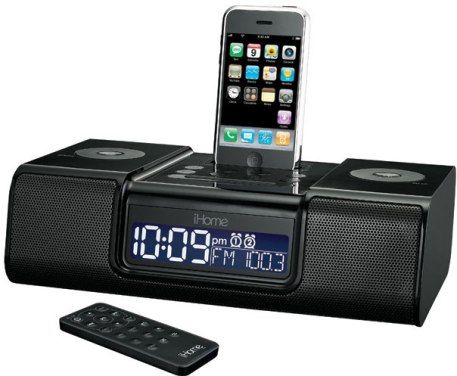 iHome iP9BR Clock Radio for iPod, Dual Alarm, Wake or Sleep to iPhone, iPod, AM/FM Radio or Buzzer Alarm Type, AM, FM Frequency Band/Bandwidth, LCD Backlit Display Screen, Extra-large, backlit custom LCD Display with dimmer Indicators & Controls, iPod Dock Built-in Devices (iP9BR iP-9BR)